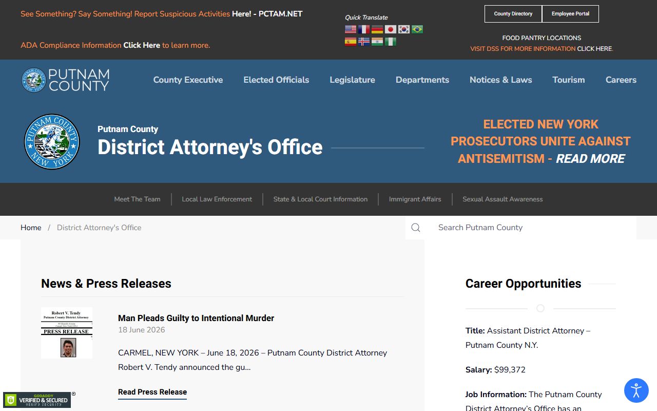 Putnam County court records after jail arrest district attorney contact page