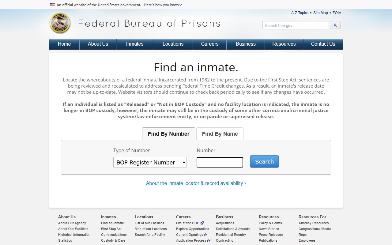 Putnam County jail mugshots federal BOP inmate locator search