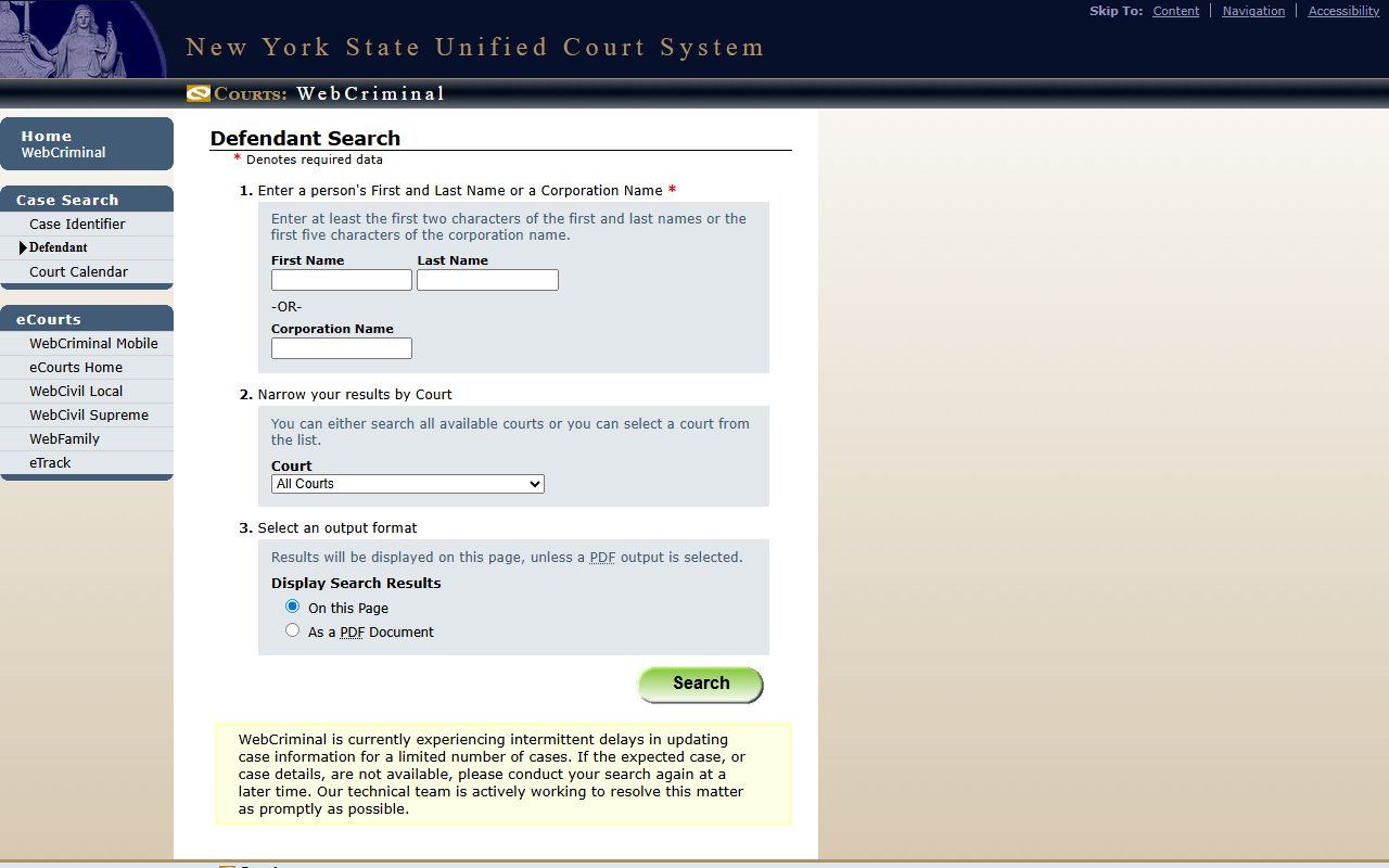 Putnam County court records after arrest WebCriminal defendant search form